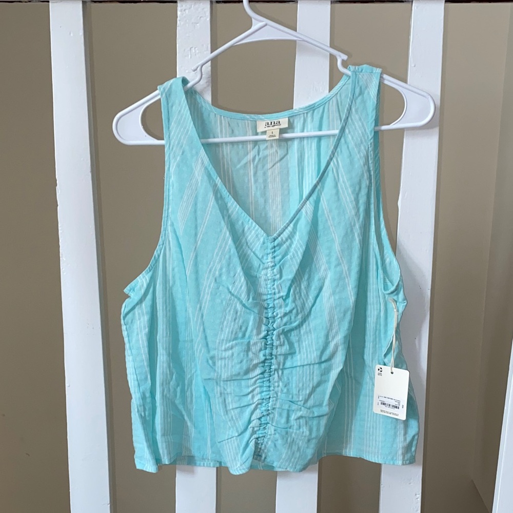A New Day Women's Aqua Ruched Tank Top